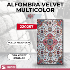 ALFOMBRA VELVET #19 S/BORLAS FLORAL MULTICOLOR 160X240CM 900GSQM
