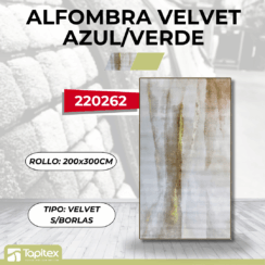 ALFOMBRA VELVET #4 S/BORLAS AZUL/VERDE 200X300CM 900GSQM