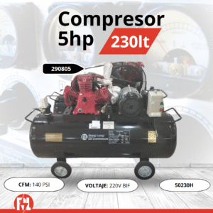 Compresor 5hp 230lt negro