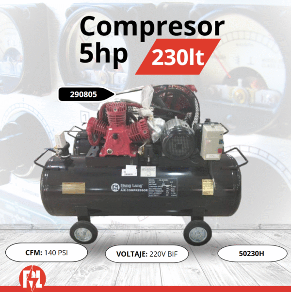 Compresor 5hp 230lt negro