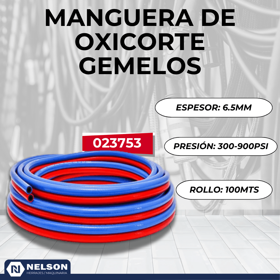 MANGUERA OXICORTE GEMELOS 6.5MM (300-900PSI) R100MT NELSON