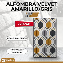 ALFOMBRA VELVET #8 S/BORLAS AMARILLO/GRIS 160X240CM 900GSQM