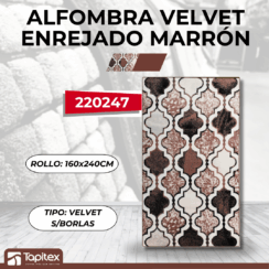 ALFOMBRA VELVET #9 S/BORLAS ENREJADO MARRON 160X240CM 900GSQM