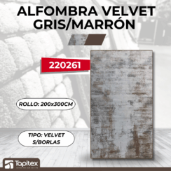 ALFOMBRA VELVET #3 S/BORLAS GRIS/MARRON 200X300CM 900GSQM