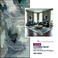 ALFOMBRA VELVET #20 S/BORLAS GRIS/BEIGE 160X240CM 900GSQM