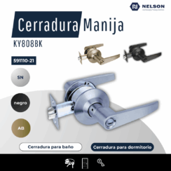 CERRADURA MANIJA KY808BK PARA BAÑO Y DORMITORIO