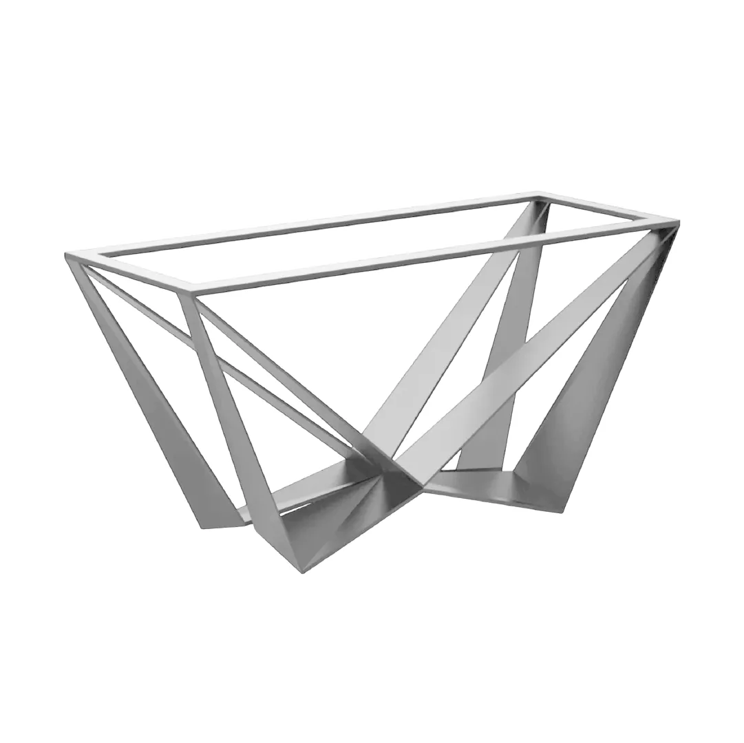 BASE COMEDOR YY-C012 ACERO PLATA TIPO X 73X122X60CM