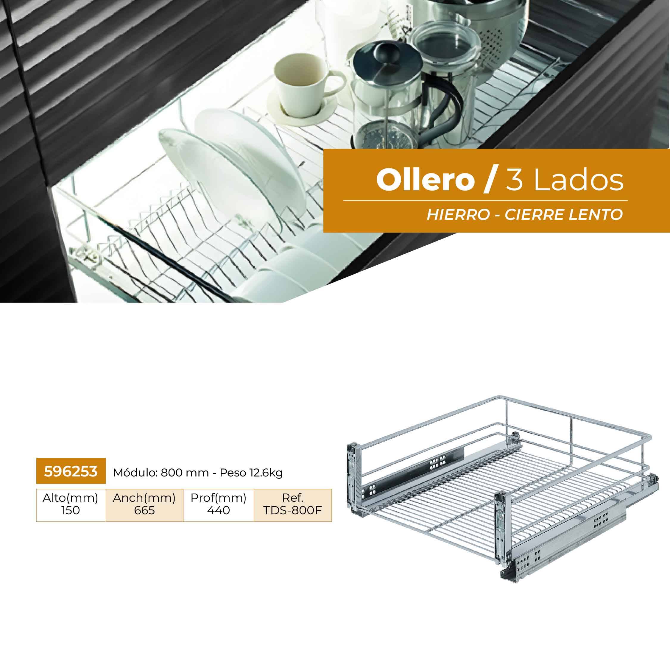 OLLERO 3 LADOS CIERRE LENTO DE HIERRO