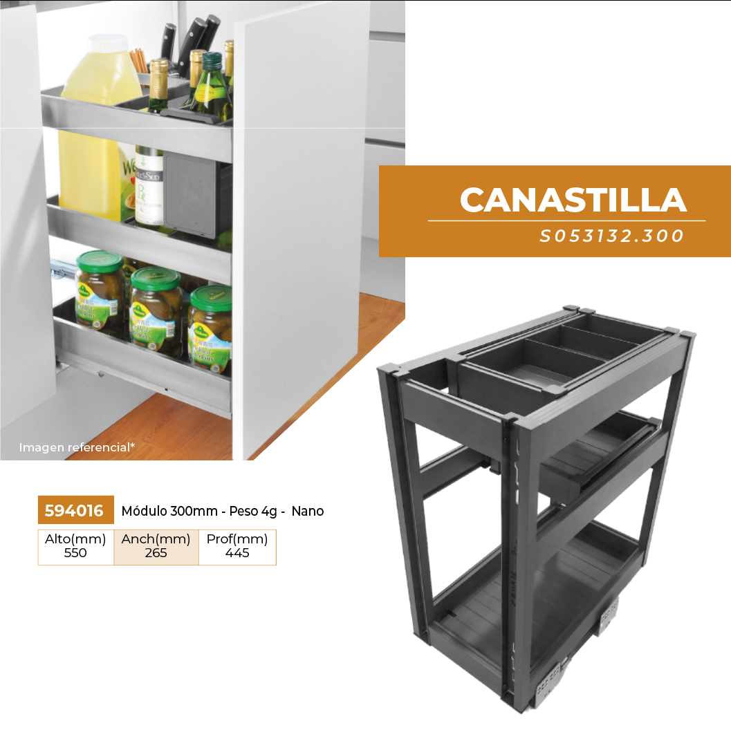 CANASTILLA 300MM NANO 3 NIVELES S053132.300MM 4KG