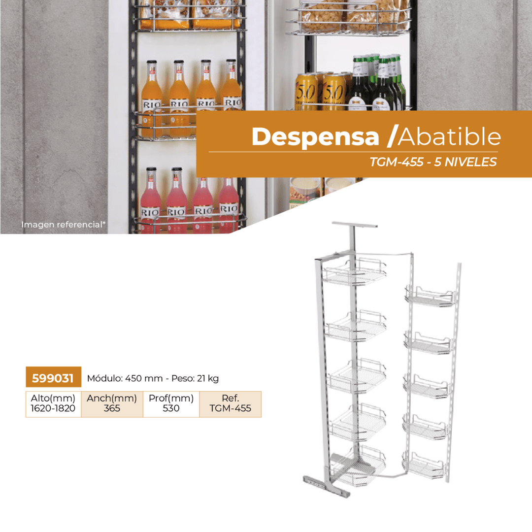 DESPENSA ABATIBLE DE ACERO 5 NIVELES TGM-455