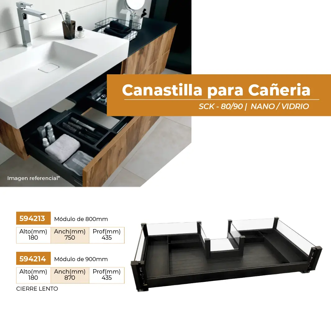 CANASTILLAS NANO VIDRIO CIERRE LENTO PARA CAÑERIA